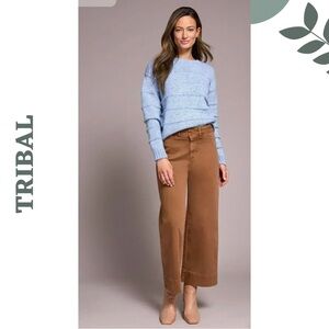 Tribal High Rise Palazzo Pants Cropped Walnut 6 NWT